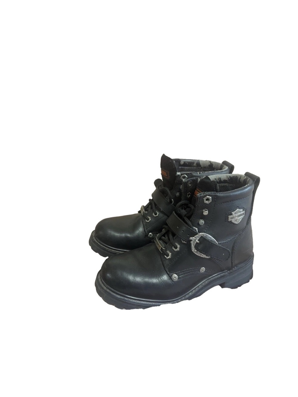 Harley Davidson Faded Glory Black Leather Moto Boots Size 9 Grunge Goth Cyber